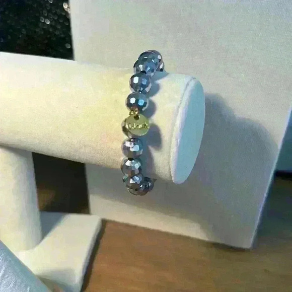 Vintage Silver Disco Crystal Beads Rhinestone Ball Erimish Stretch Bracelet - Picture 4 of 7